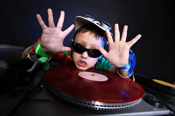 Cool gyerek dj akcióban — Stock Fotó