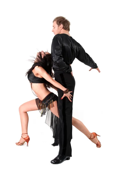 Latin táncosok elszigetelt fehér akcióban — Stock Fotó