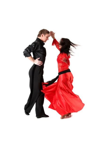 Táncosok elszigetelt fehér akcióban — Stock Fotó