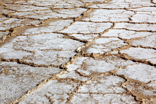 Dry salt field in Dead Sea, Israel
