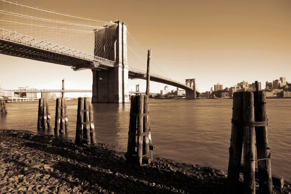 ニューヨークのブルックリン橋、マンハッタンからブルックリンへの眺め — ストック写真