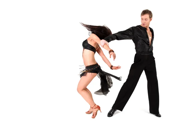 白で隔離されるアクションのラテン ダンサー — ストック写真