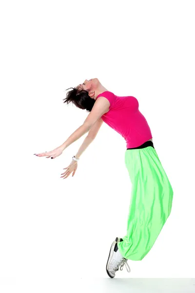 Cool Moderne Vrouw Danser Geïsoleerd Wit — Stockfoto
