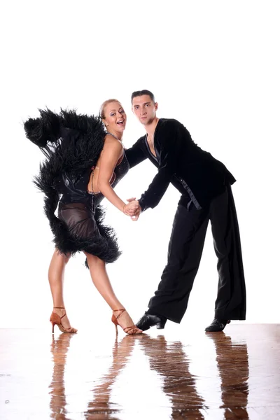 Dansers Ballroom Tegen Witte Achtergrond — Stockfoto