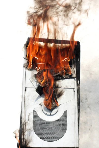 Burning Computer Case — Stock Photo, Image