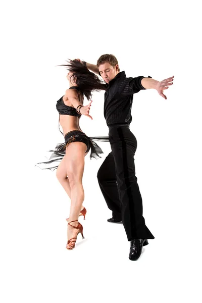 Latino dansare i aktion isolerad på vit — Stockfoto