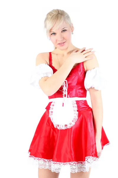 Mujer en traje de criada francesa — Foto de Stock