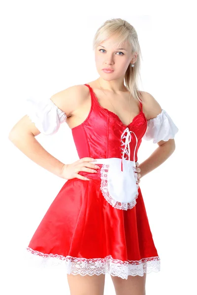 Mujer en traje de criada francesa — Foto de Stock