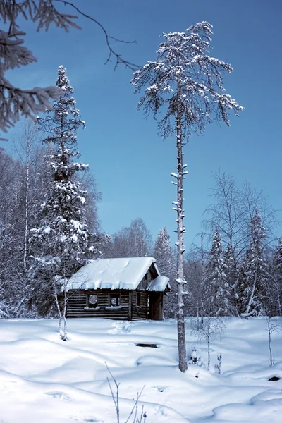 Winter Ländliche Landschaft Mit Altem Haus — Stockfoto