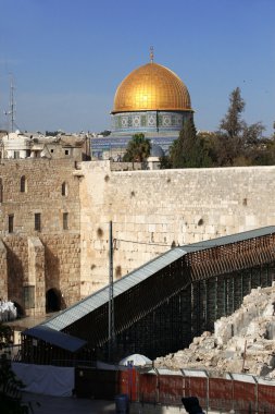 Western wall (ağlama duvarı, kotel) ve rock Aksa Kudüs, İsrail'in kubbe