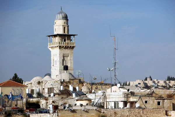 Minaret Dans Vieille Ville Jérusalem Israël — Photo
