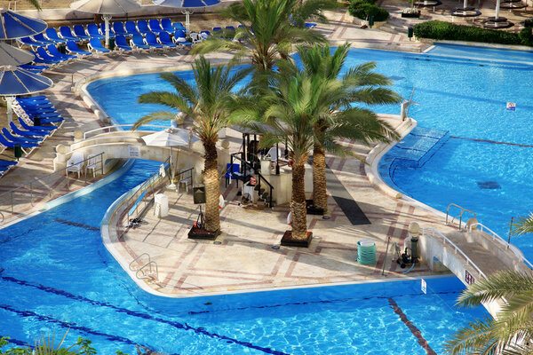Detail of Swimming pool in Spa resort at Dead sea, Israel