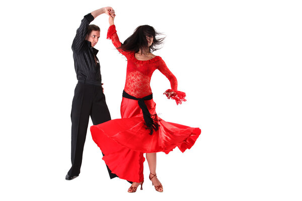 Танцоры в действии изолированы на белом
