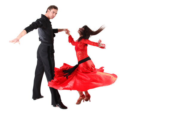 Танцоры в действии изолированы на белом
