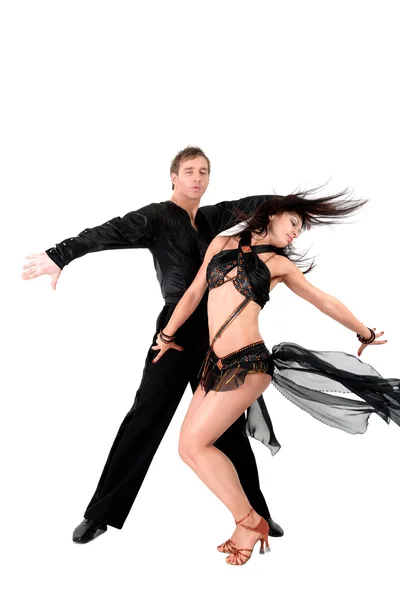 Latin táncosok elszigetelt fehér akcióban — Stock Fotó