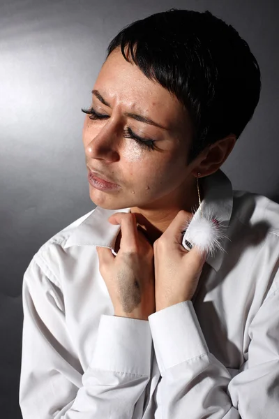 Traurige depressive Frau mit Tränen — Stockfoto