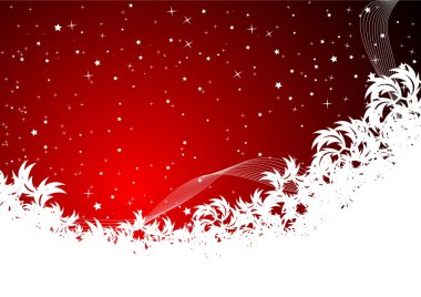 Kar taneleriyle kırmızı Noel arkaplanı