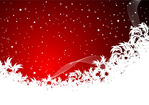 Piros karácsonyi háttér hópelyhek — Stock Vector