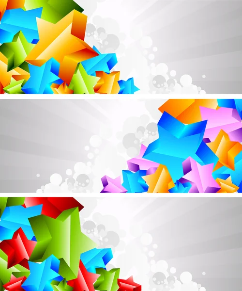Set of banner with 3d star — Stock Vector