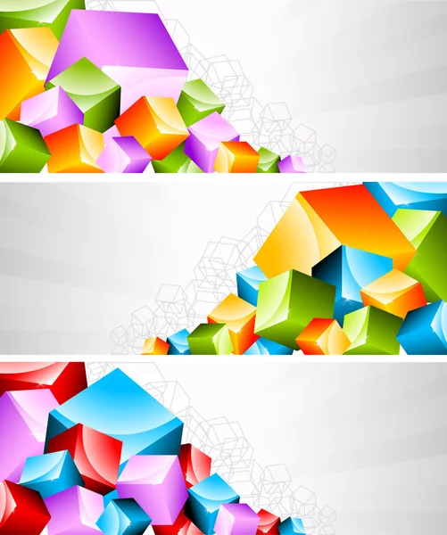 Set di banner con cubi colorati — Vettoriale Stock