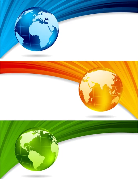 Uppsättning tekniska banners med globe — Stock vektor