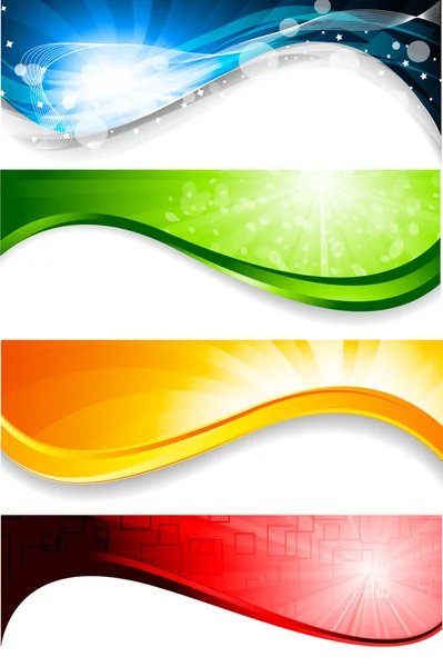 Collection de quatre bannières lumineuses. Illustration vectorielle — Image vectorielle