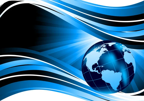 Fond en couleur bleue avec globe — Image vectorielle