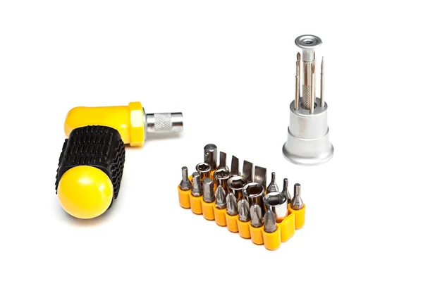 stock image Screwdriver with set of nozzles.