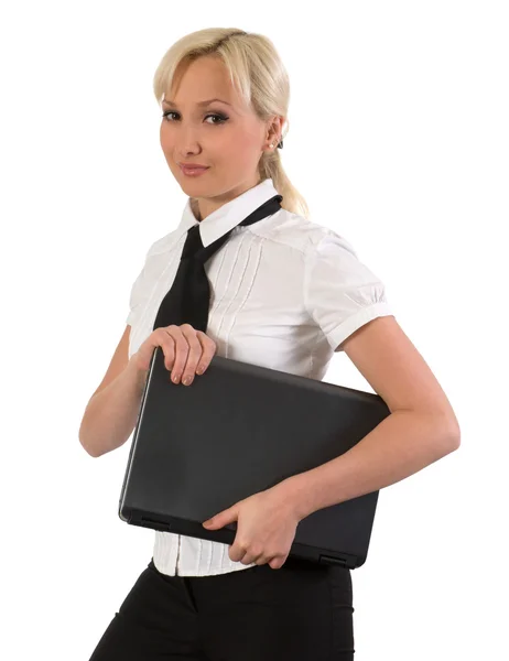 Vrouw met laptop. — Stockfoto