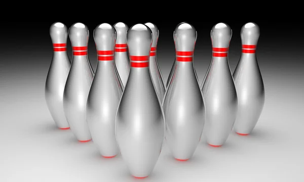 3d bowling on black background — Stock Photo, Image