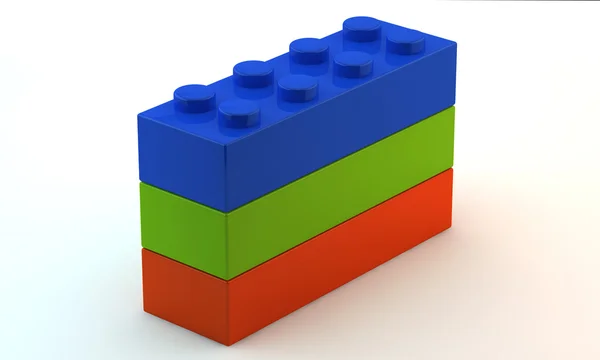 Três blocos de brinquedo de plástico — Fotografia de Stock