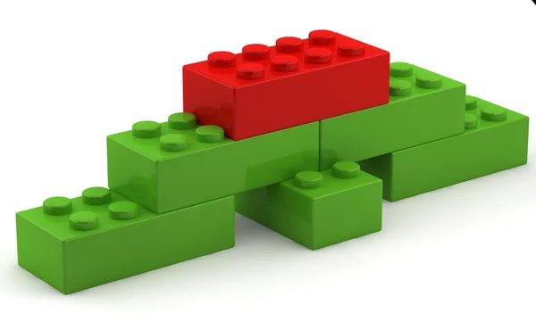 Egyedi piros kocka piramis tetején — Stock Fotó