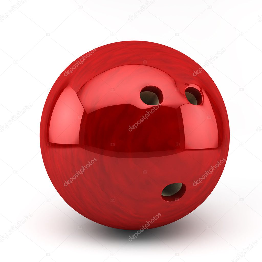 3d red bawling ball on white background