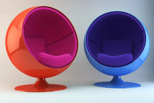 Zwei mehrfarbige Sessel — Stockfoto