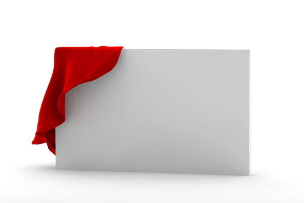 Beyaz Dikdörtgen Boks Bir Parçası Kırmızı Bir Kumaş Kaplı — Stok fotoğraf