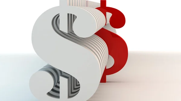 Number Dollar Signs White Color One Unique Dollar Sign Red — Stock Photo, Image