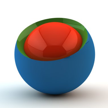 Blue sphere in a cut with a red kernel clipart