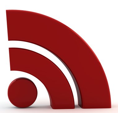 3d red sign RSS on a white background clipart