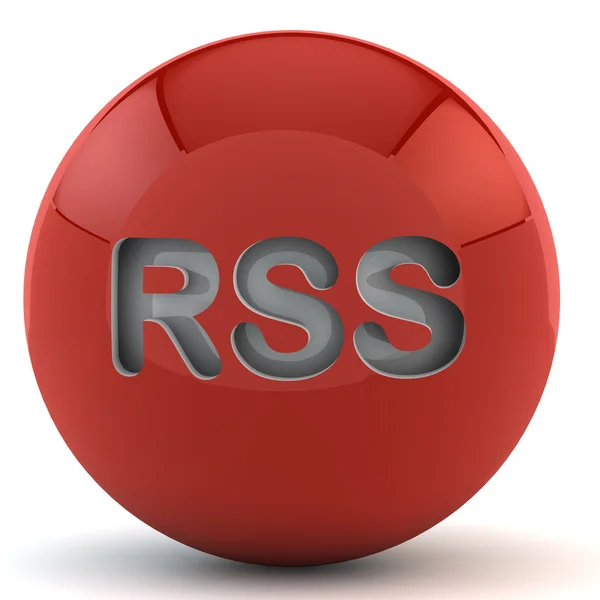 stock image Red sphere with squeezed out inscription RSS and a white core