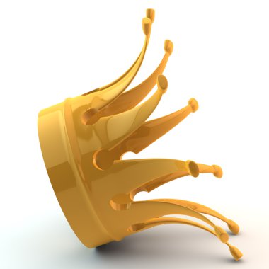 3d gold crown lies on one side clipart