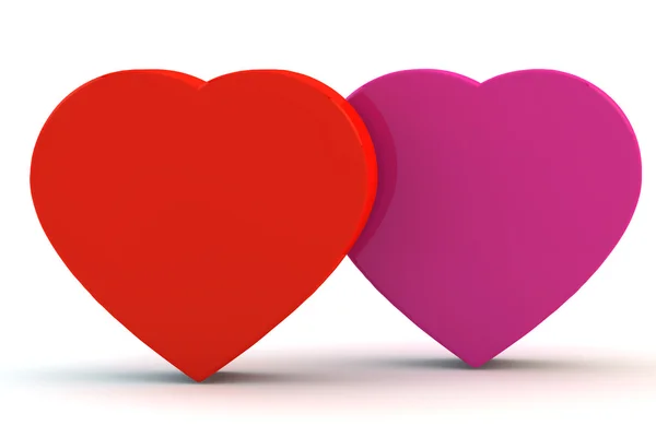 Vörös és rózsaszín szív — Stock Fotó