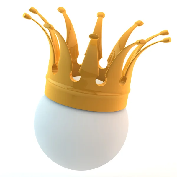 Gold Crown Dressed White Sphere — Stock Photo, Image