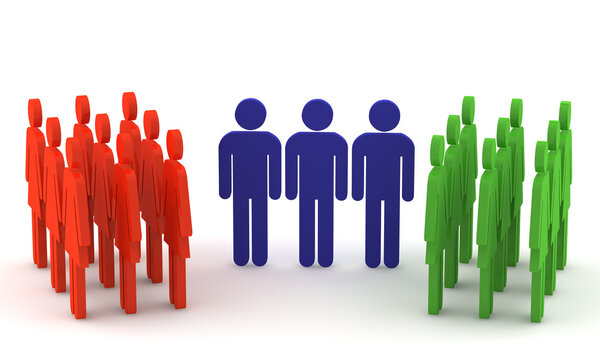 Уникальная группа оперативного персонала на белом
