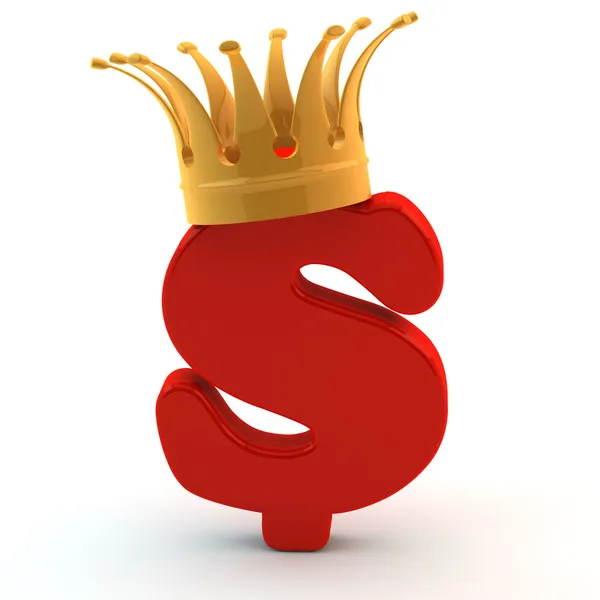 Корона на знаке красного доллара — стоковое фото