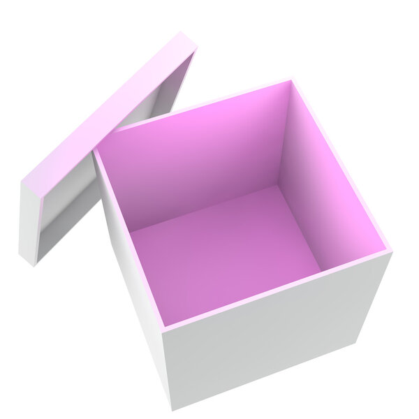 Пустой ящик с розовым светом вид сверху
