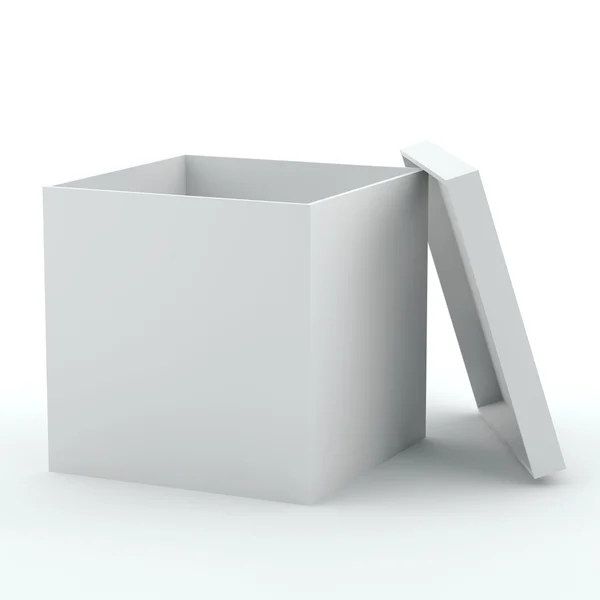 Fehér megnyitott üres doboz — Stock Fotó