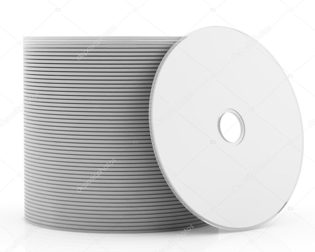 Pack of white dvd or cd disk
