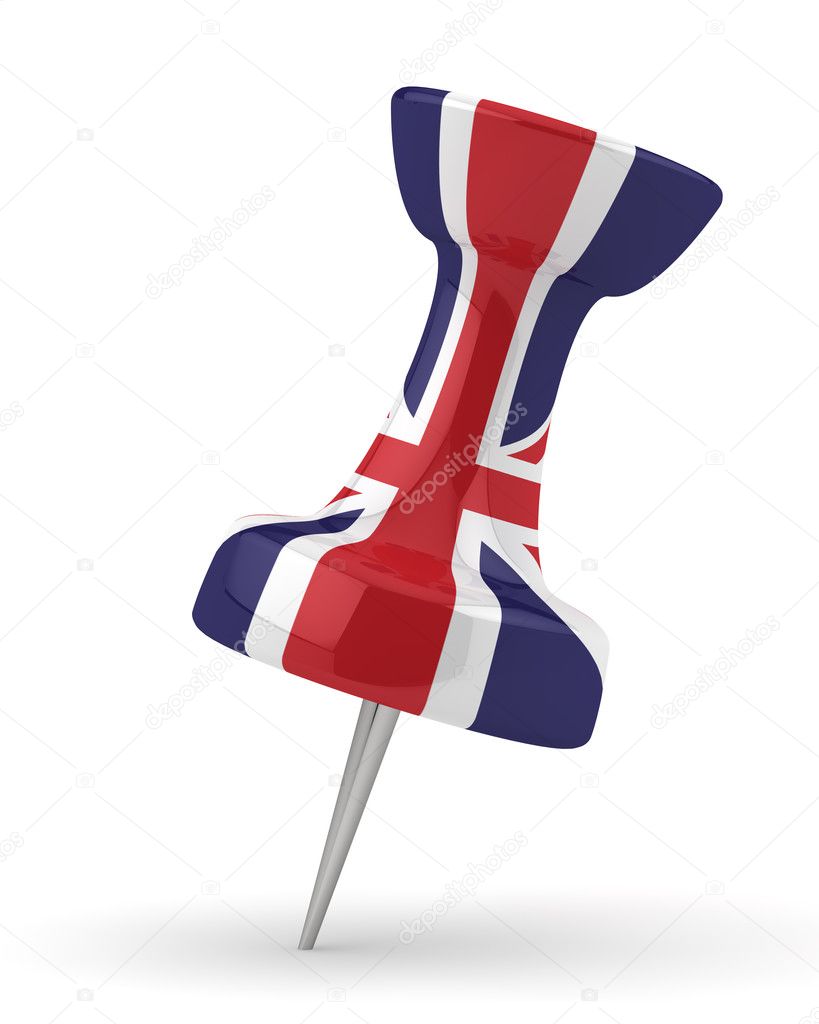 3d paper pin with an English flag.