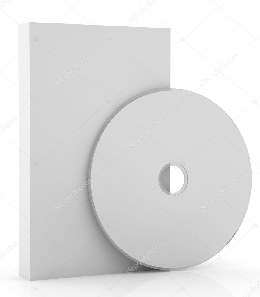 3d blank box and cd or dvd disk