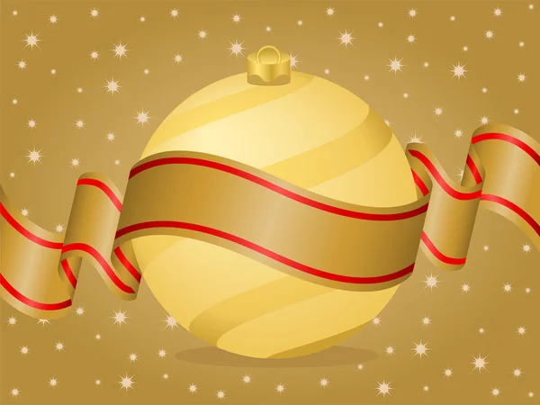 Noel top ve şerit altın — Stok Vektör